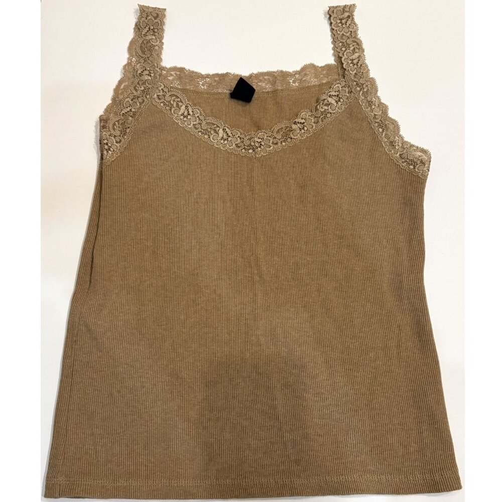 GAP Vintage Y2K Floral Lace Ribbed Tank Top Size L